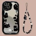 Pouzdro na Samsung Galaxy S25 S kočičím motivem Černé kočky Řetízek na ruku Materiál silikon a akryl Obal s kočkami 30