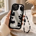 Pouzdro na Samsung Galaxy S25+ S kočičím motivem Černé kočky Řetízek na ruku Materiál silikon a akryl Obal s kočkami 31