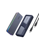 Pouzdro na SSD disk s RGB podsvícením Rychlost 20 Gb/s Podpora až 8 TB Pro M.2 NVMe i SATA Hliníková slitina Šedé K notebooku i PC 2