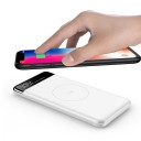 Powerbank med trådlös laddning 10000 mAh Inbyggda kablar Lightning och Micro USB Laddningsstatusskärm Mått 14,5 x 6,8 x 1,7 cm 5