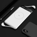 Powerbank med trådløs opladning 10000 mAh Indbyggede kabler Lightning og Micro USB Opladningsstatusskærm Mål 14,5 x 6,8 x 1,7 cm 1