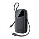 Powerbank USB-C és Lightning kihúzható kábellel Gyors töltés 22,5 W 10000 mAh Digitális kijelző Mobilhoz utazásra és munkába 1