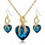 Pozlacený náhrdelník + náušnice KŘIŠŤÁLOVÉ SRDCE - Modrý 1