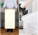 Prádelní koš 100 l s víkem 75 x 40,5 x 33 cm skládací látkový béžový s bambusovým rámem a vyjímatelným vakem 3