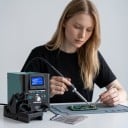 Præcisions varm luft station 22,2 x 12 x 15,2 cm 170 W med dyser fra 0,5 mm og temperatur 100–480 °C i turkis farve til BGA reparationer 2