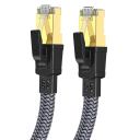 Praktický stíněný LAN internetový kabel CAT8 40Gbps 2 m plochý nylonový opletený RJ45 černo-žlutý pro PC, router a modem 3