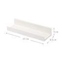 Prateleira de banho autocolante em plástico 27 x 8,5 x 5 cm Branca sem perfuração Suporte para produtos de higiene Prateleira de parede à prova 3