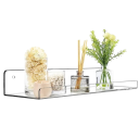 Prateleira de parede acrílica transparente 30x10 cm Suporte para sabão e cosméticos Prateleira para casa de banho com montagem por parafusos Prateleira decorativa para casa de banho 4