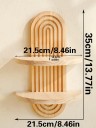 Prateleira de parede em madeira 35 x 21,5 cm Profundidade 10,4 cm Design arqueado de dois andares Prateleira decorativa para parede Decoração moderna 2