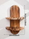 Prateleira de parede em madeira 35 x 21,5 cm Profundidade 10,4 cm Design arqueado de dois andares Prateleira decorativa para parede Decoração moderna 3