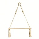 Prateleira de parede suspensa de 35 cm prateleira de madeira com corda e franjas prateleira decorativa boho para a parede 1