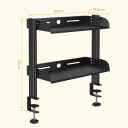 Prateleira preta de 2 andares 44 x 39 x 15,5 cm em aço carbono com grampo para a borda da mesa Organizador metálico para monitor, livros e acessórios 2