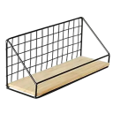 Prateleira suspensa com estrutura metálica e prateleira de madeira 30 x 10,5 x 14 cm Tamanho M Prateleira industrial de parede Decoração de madeira 1