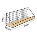 Prateleira suspensa com estrutura metálica e prateleira de madeira 35 x 10,5 x 15 cm Tamanho L Prateleira de parede estilosa decoração Loft para sala 2