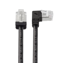 Pravoúhlý síťový kabel Cat6a RJ45 90° Slim 15 cm FTP 28AWG PVC černý pro připojení routeru switche a TV 1