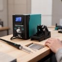 Präzise Heißluftstation 22,2 x 12 x 15,2 cm 170 W mit Düsen von 0,5 mm und einer Temperatur von 100–480 °C in Türkis für BGA-Reparaturen 7