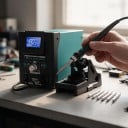 Precíziós hőlégfúvó állomás 22,2 x 12 x 15,2 cm 170 W 0,5 mm-es fúvókákkal és 100–480 °C hőmérséklettel türkiz színben BGA javításokhoz 4