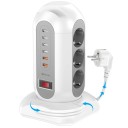 Predlžovacia veža s 9 zásuvkami a 6 USB portami 22,6 × 9,4 cm PC materiál 250 V 1875 W s ochranou proti preťaženiu na stôl 2