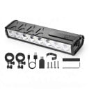 Predné svetlo na bicykel 8 LED 2000–3000 lumenov Akumulátor 8000 mAh Hliník a plast Čierne Nabíjanie USB-C S držiakmi na riadidlá cestného bicykla 1