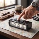 Přední světlo na kolo 4 LED 2000–3000 lumenů Akumulátor 8000 mAh Hliník a plast Černé Nabíjení USB-C S držákem na řídítka silničního kola 2