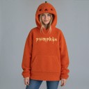 Prehoz dýne Mikina s kapucňou v tvare dýne Beránkový plyš Vyšívaný nápis Pumpkin Klokaní kapsa Polyester Oranžová Na Halloween 2