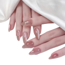 Premium Almond Shape Medium Size 24 pcs Adhesive 3D Acrylic Metallic Artificial Nails Fine Tips 1