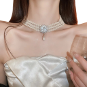 Premium parelketting 39,6 x 9,1 cm Franse luxe ontwerp Legering Steentjes Bloemmotief Elegante sieraden 2