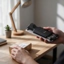 Prenosná Bluetooth čítačka čiarových kódov 1D/2D a QR s klipom na telefón, batéria 1050 mAh, BLE/SPP/HID, čierna, pre sklad a inventúru 2