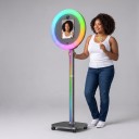 Přenosná fotobudka pro iPad Q1 s kruhovým RGB světlem Rámečky pro iPad 10,2 až 13" Bluetooth spoušť a ovladač Šedá Na svatby a večírky 3