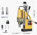 Přenosná magnetická vrtačka 1200W elektrická žluto černá s magnetickou základnou a posuvem pro vrtání kovových materiálů 2