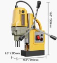 Přenosná magnetická vrtačka 1400W 40 mm elektrická žluto černá pro vrtání kovových materiálů s magnetickou základnou 3