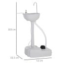 Přenosné venkovní umyvadlo s nášlapným pedálem 17 l nádrž na vodu 103 x 33,5 x 51 cm HDPE bílé na kemp zahradu i na cesty a chatu 2