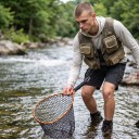 Přenosný podběrák na ryby Ultralehký s pěnovou rukojetí a karabinou Hlava 30 x 35 cm Hliníková slitina a silikonová síťovina Pro rybáře 6
