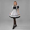 Preoblečenie slúžky pre dospelých Čierne šaty s bielou zástierou s volánmi Obojek a chlpaté manžety Polyester Čierna a biela Na cosplay a párty 8