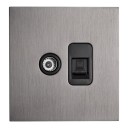 Presa TV e computer a muro RJ45 incassata, design EU, 86 x 90 mm, in acciaio inox, grigia, per internet, LAN e televisione 1