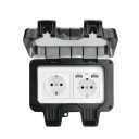 Presente doppia presa esterna con 2x USB, impermeabile, UE, 16 A, 220 V, 17 x 11 cm, da incasso, con coperchio bloccabile, nera, per giardino 1