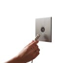 Presente TV da parete in metallo, standard EU, pannello 86 × 90 mm in acciaio inossidabile, grigio, per collegamento TV in casa e in ufficio 2