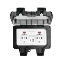 Presso doppia presa esterna con coperchio, interruttore, USB-C e USB-A, 16 A, 220 V, impermeabile IP66, nera, da incasso per giardino, terrazza 1