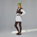 Převlek Shrek pro Dospělé Kompletní Kostým Vesta Tričko Kalhoty Opasek Návleky na Boty a Čepice s Ušima Polyester Hnědá Bílá a Zelená 4
