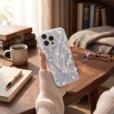 Priehľadné biele puzdro Samsung Galaxy S26 Ultra Hviezdičky na vlnitom pozadí Dúhový perleťový lesk Polykarbonát a TPU Ochranný zadný kryt 7