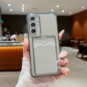 Priehľadné puzdro na Samsung Galaxy S24 FE s kapsou na karty Silikónový kryt so zosilnenými rohmi Ochranný obal na mobil 2