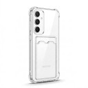 Priehľadné puzdro na Samsung Galaxy S24 s kapsou na karty Silikónový kryt so zosilnenými rohmi Ochranný obal na mobil 5