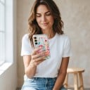 Priehľadný kryt na Samsung Galaxy S24 s motívom kvetín Silikónové puzdro Transparentný obal Ochrana fotoaparátu Zadný kryt na mobil 6