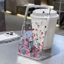 Priehľadný kryt na Samsung Galaxy S24 s motívom kvetín Silikónové puzdro Transparentný obal Ochrana fotoaparátu Zadný kryt na mobil 12
