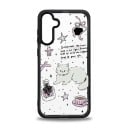 Priehľadný kryt s obrázkami na Samsung Galaxy A25 Odolný Motiv mačky s mašľami a šálkou Čierne hrany Ochrana fotoaparátu Obal na mobil 3