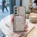 Priehľadný kryt s priehradkou na kartu Samsung Galaxy A55 Drobná farebná srdiečka Odolný Posilnené rohy Ochrana fotoaparátu Na kartu 3