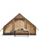 Priestranný nafukovací kempingový stan v tvare domčeka 300 x 210 x 200 cm S pumpou a taškou na prenášanie Béžový Na kempovanie a výlety do prírody 6