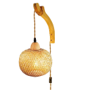 Prírodná Nástenná Bambusová Lampa Ručne Pletená Závesná 19 x 15 x 26 cm E27 Závit 60 W Bambus Prírodná Farba Do Obývačky a Spálne 3