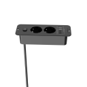 Prise encastrée de bureau EU 2x AC avec 2x USB-A + 2x USB-C PD20W Charge rapide câble 2m 16A 100–240V Prise d'alimentation encastrée 4