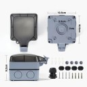 Prise extérieure étanche EU avec 2× USB-A et couvercle, résistant à la poussière, IP66, 16 A, 10,5 × 10,5 × 9,2 cm, plastique ABS, gris 2